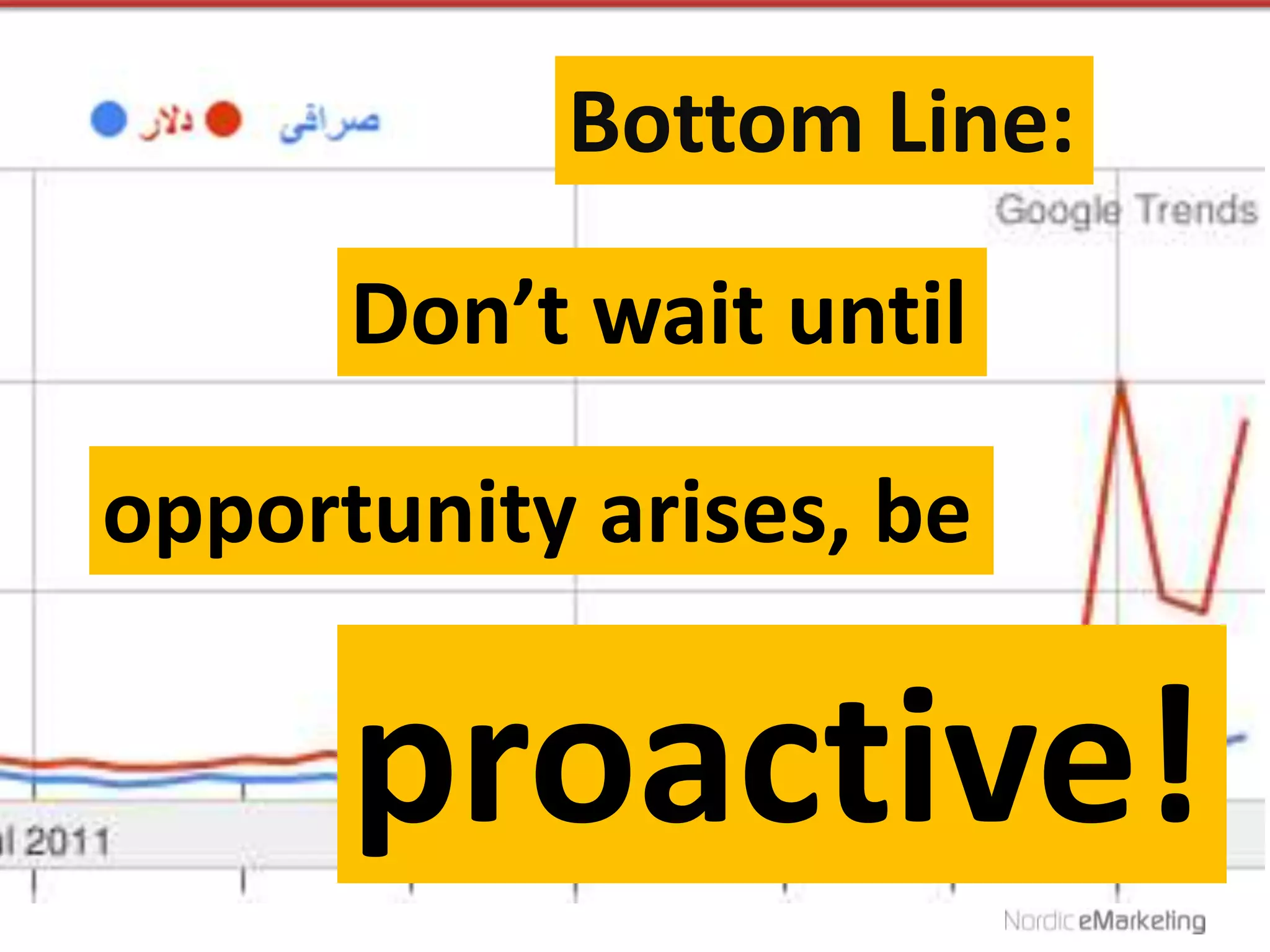 Bottom Line:

      Don’t wait until

opportunity arises, be

      proactive!
 