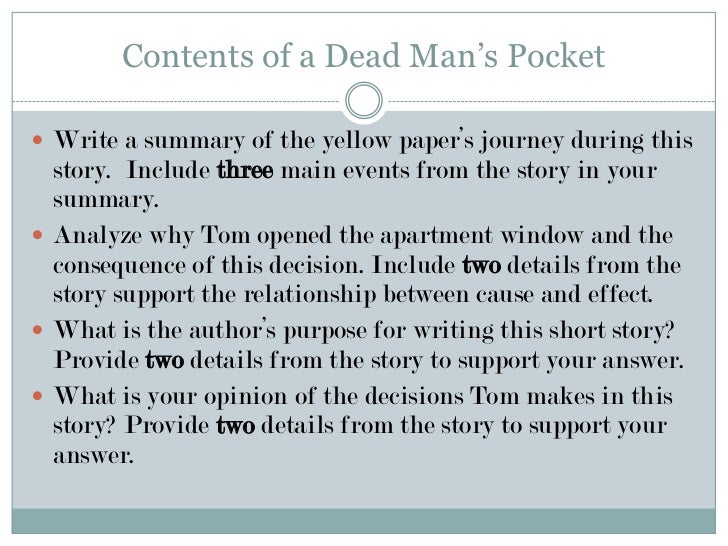 Contents of a dead man’s pocket