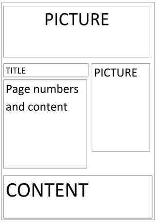 PICTURE
TITLE PICTURE
Page numbers
and content
CONTENT
 