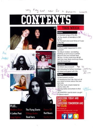 Music Magazine Contents Page Feedback 