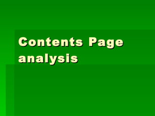 Contents Page analysis 