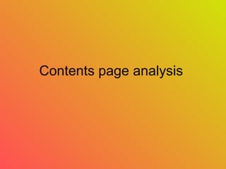 Contents page analysis  