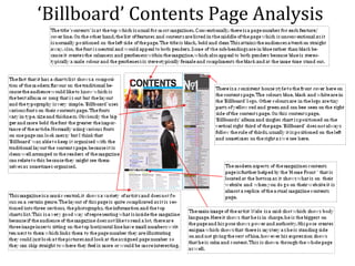 ‘ Billboard’ Contents Page Analysis 