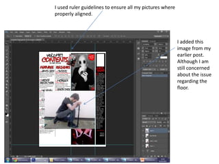 I used ruler guidelines to ensure all my pictures where
properly aligned.
I added this
image from my
earlier post.
Although I am
still concerned
about the issue
regarding the
floor.
 