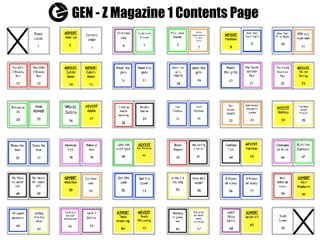 GEN - Z Magazine 1 Contents Page
 