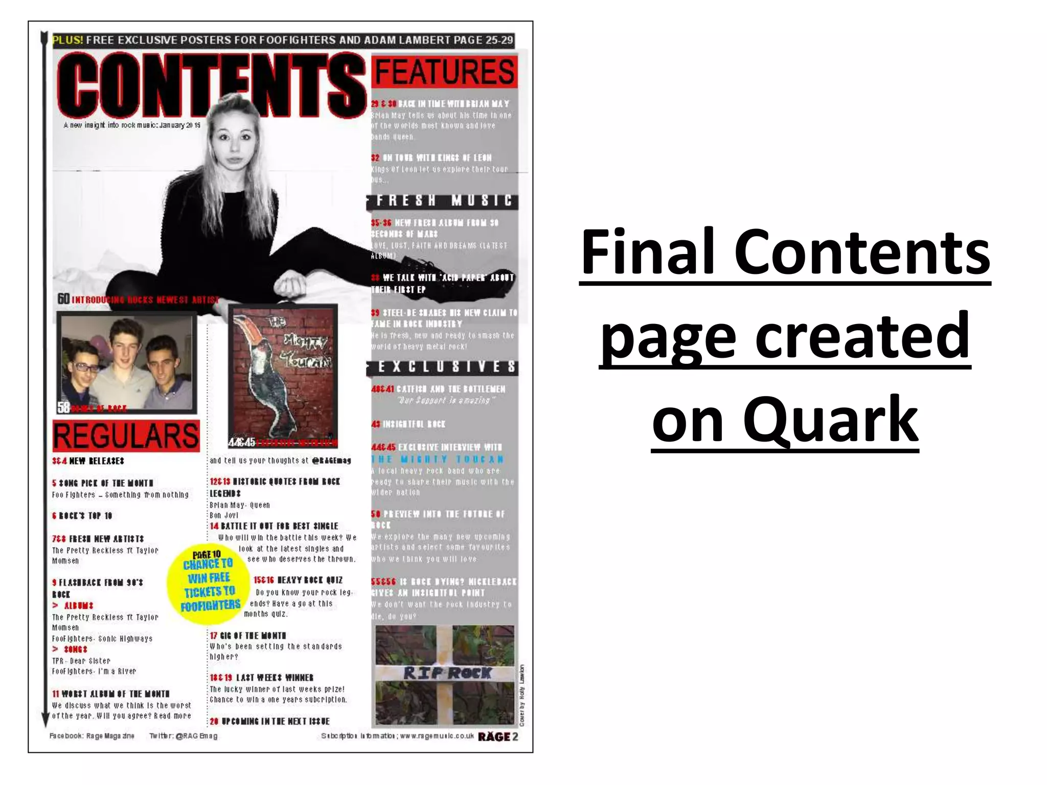 Final Contents
page created
on Quark
 