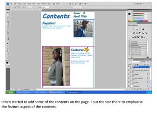 I then started to add some of the contents on the page. I put the star there to emphasise
the feature aspect of the contents.
 