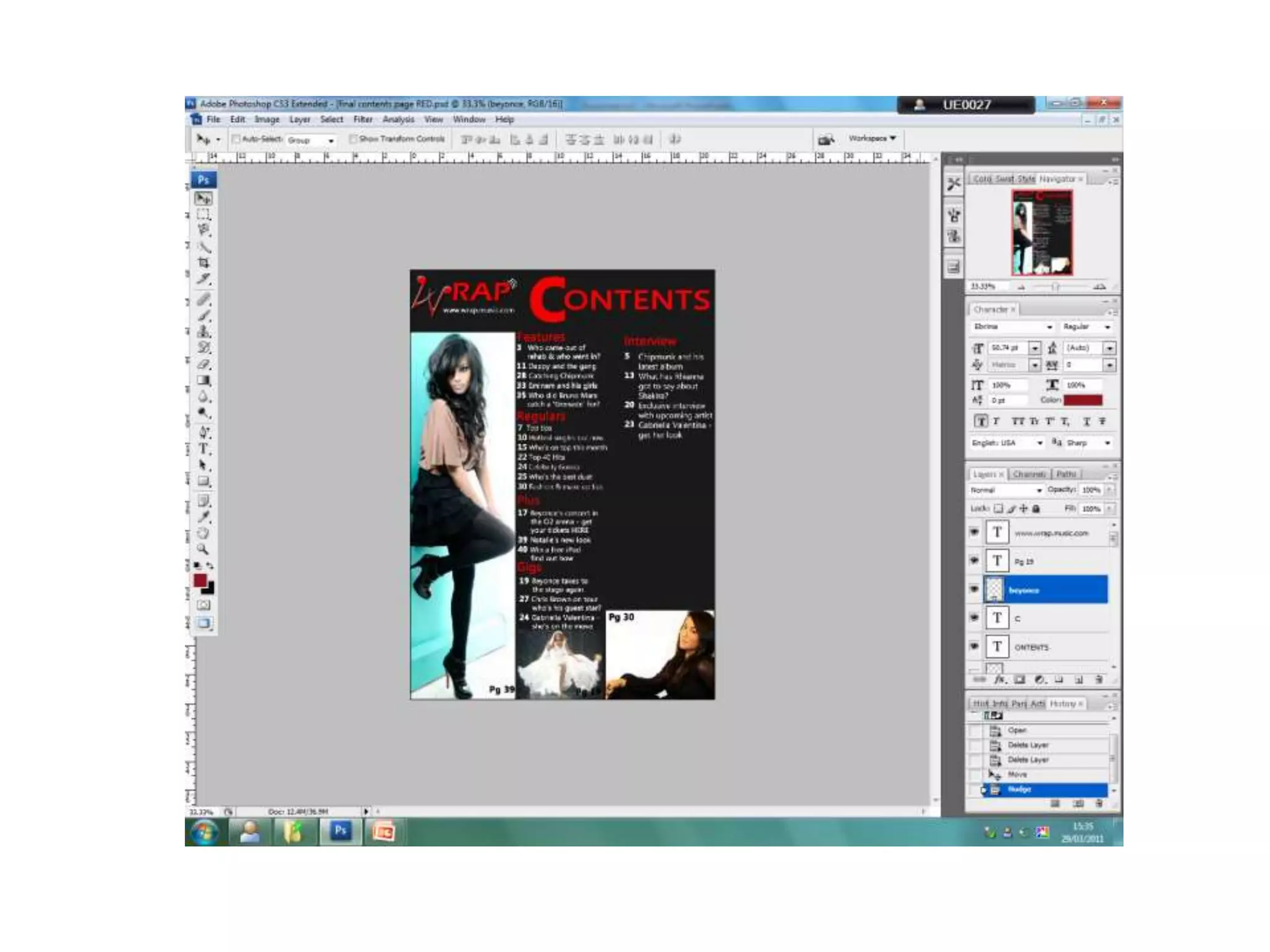 Contents page photoshop
