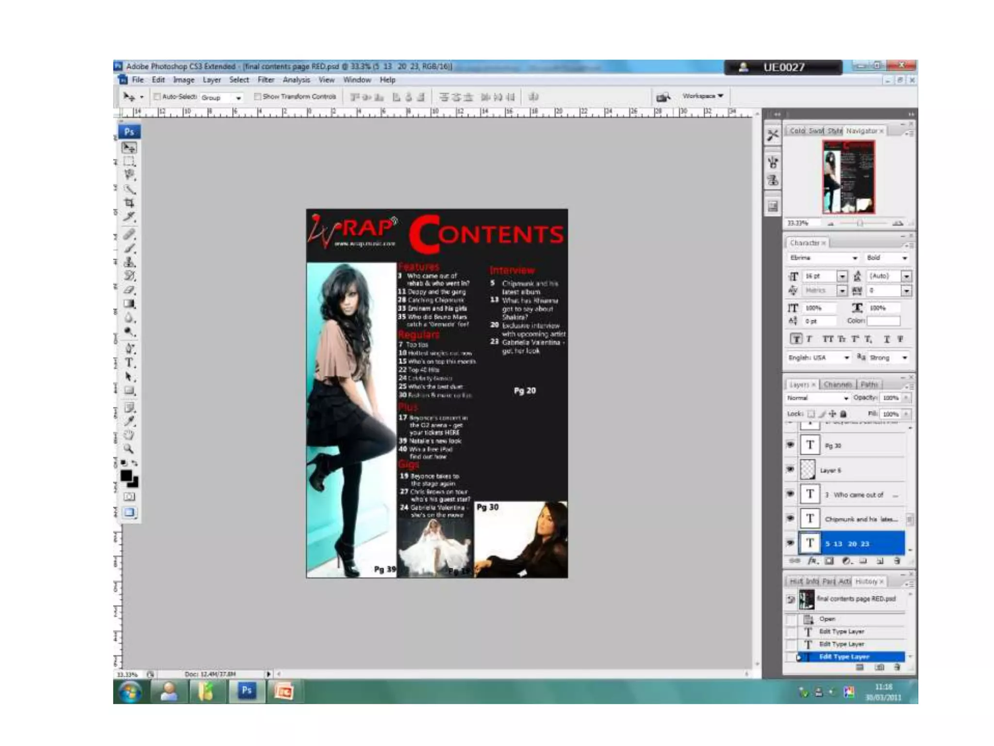 Contents page photoshop
