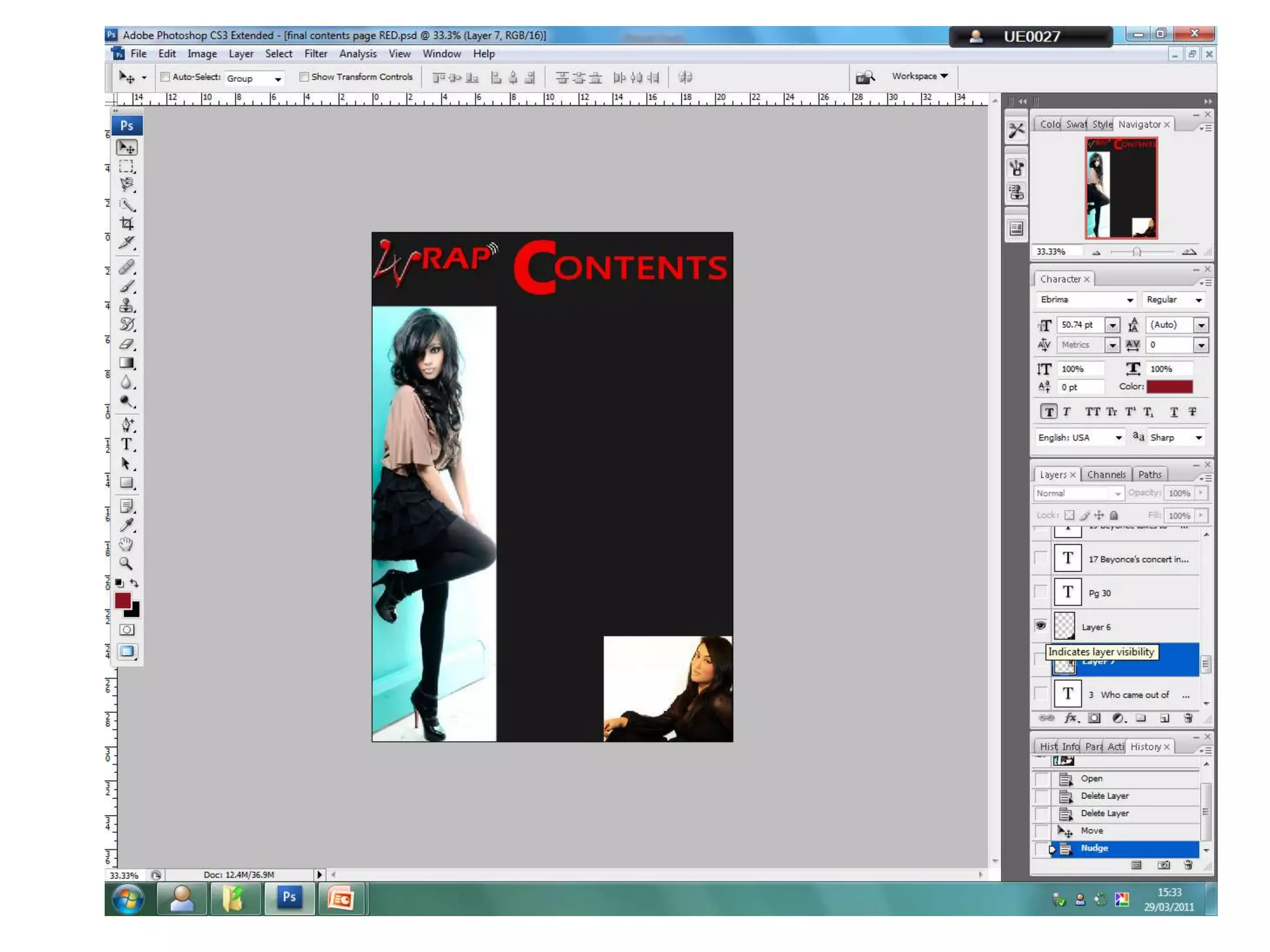 Contents page photoshop
