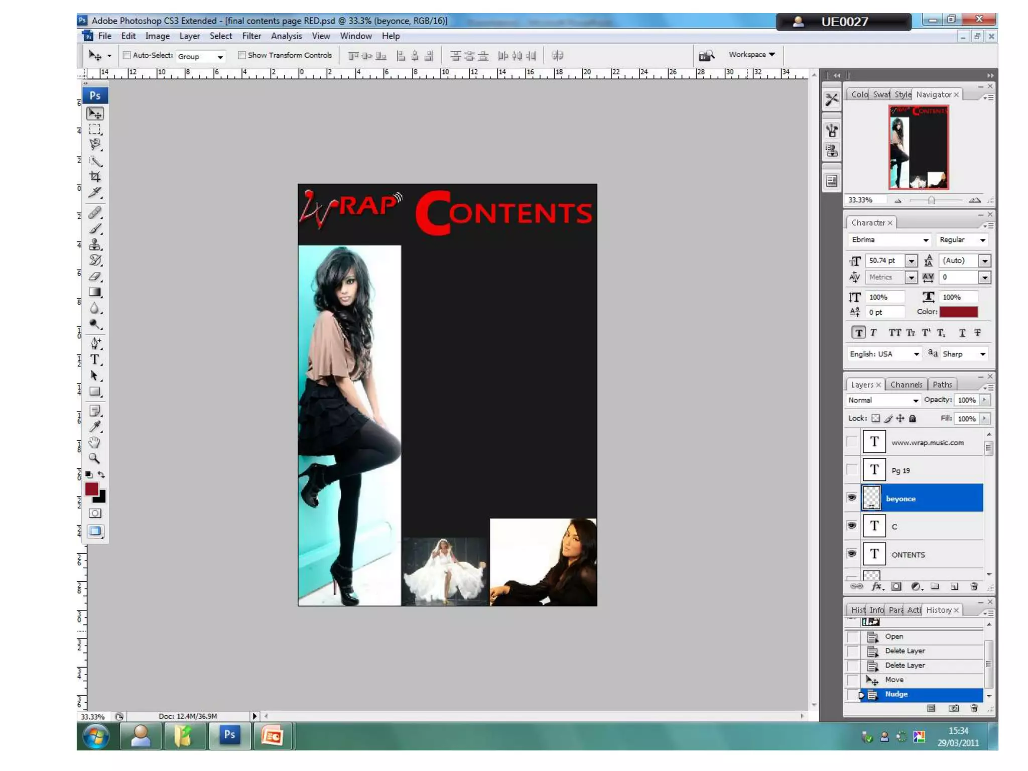 Contents page photoshop