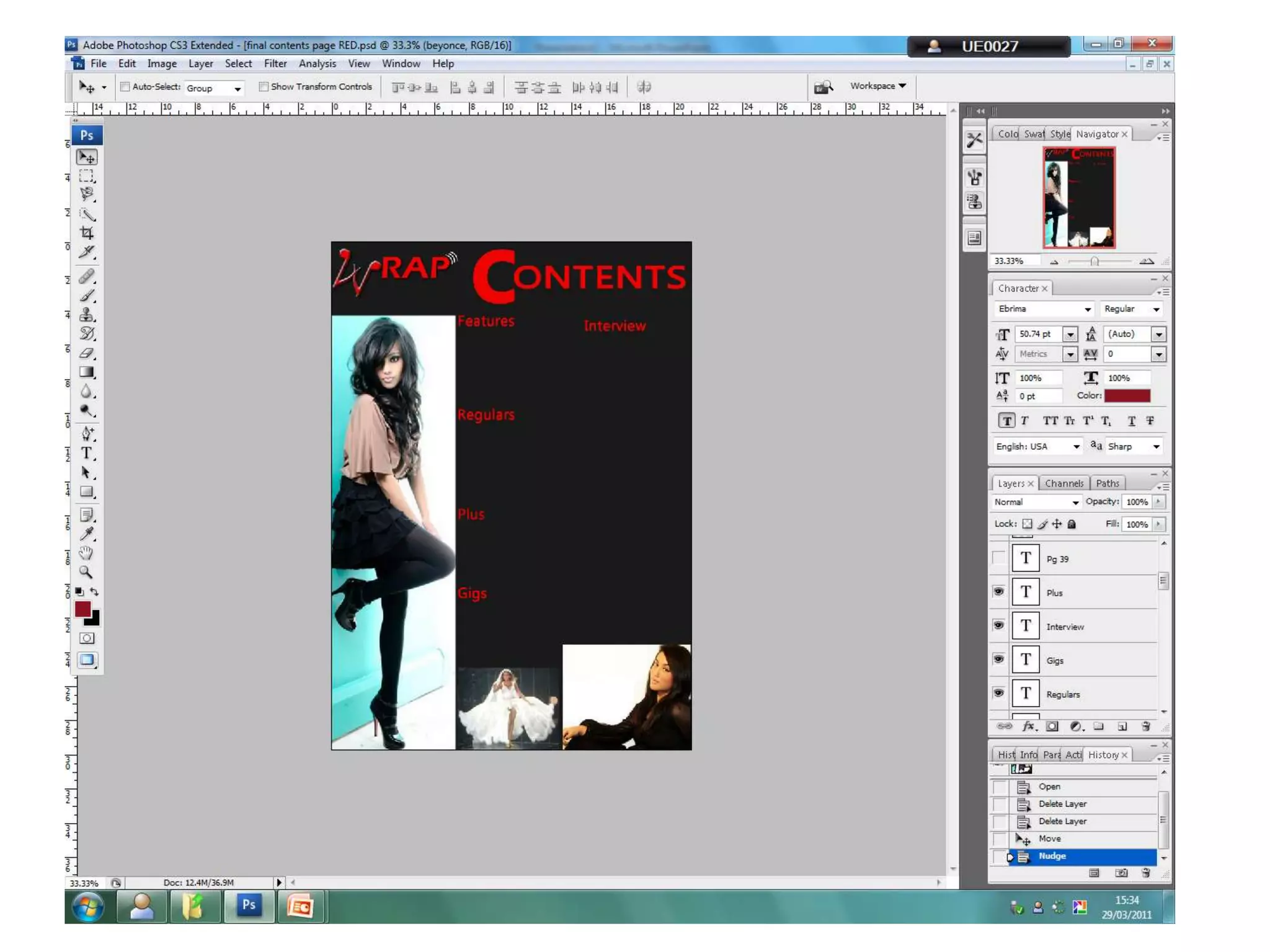 Contents page photoshop