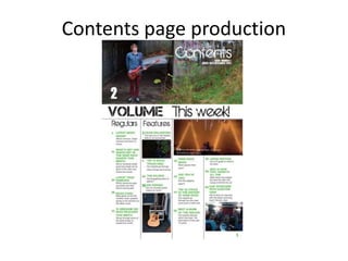 Contents page production
 