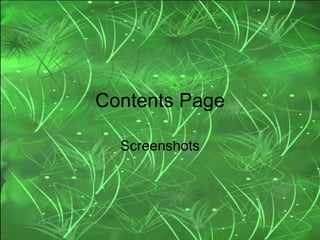 Contents Page Screenshots 