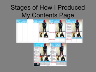 Stages of How I Produced My Contents Page 