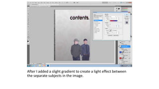 After I added a slight gradient to create a light effect between
the separate subjects in the image.
 
