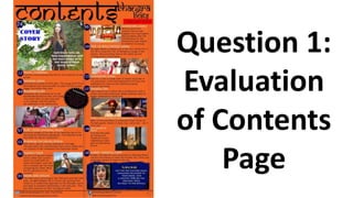 Question 1:
Evaluation
of Contents
Page
 