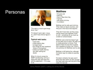 Personas




           Ginny Redish (2007): Letting Go of the Words
 