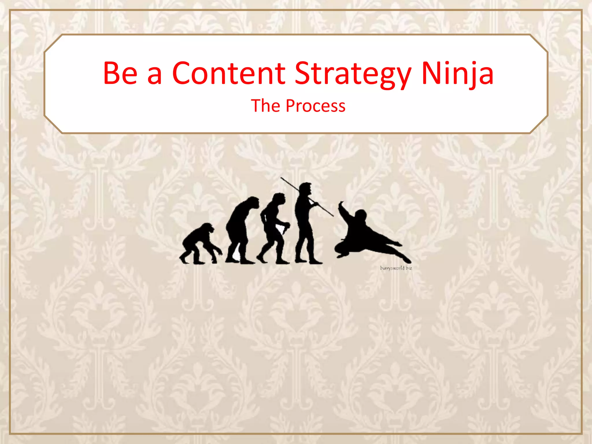 Be a Content Strategy Ninja
          The Process
 