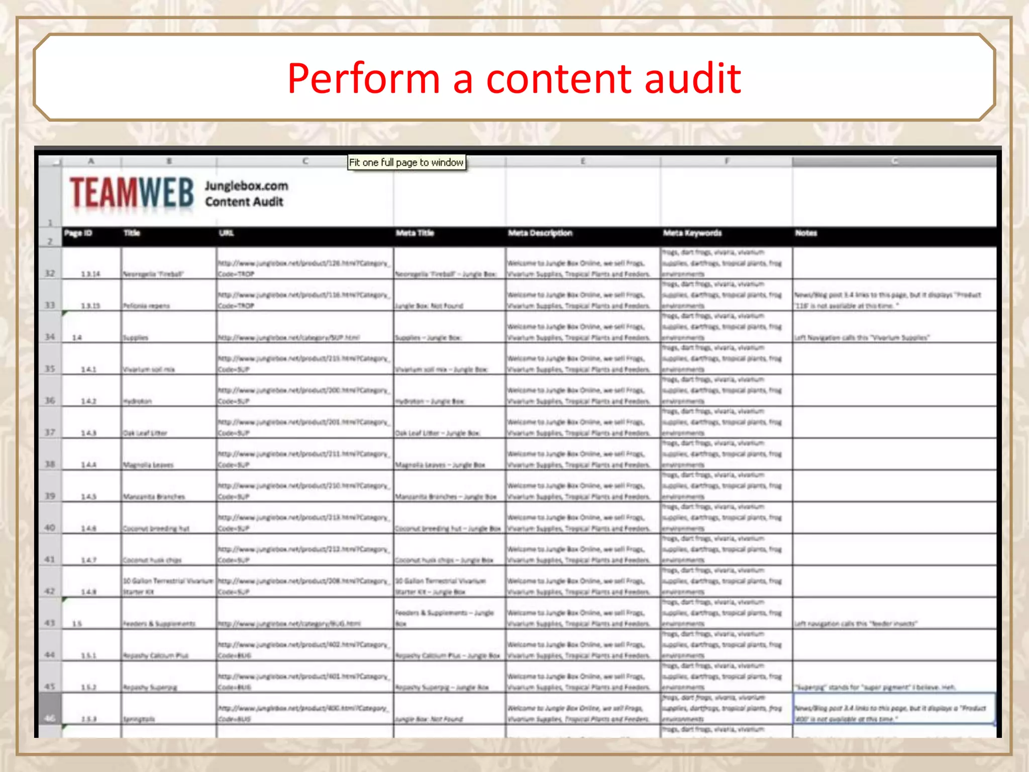 Perform a content audit
 