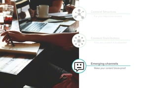 Content Structure
Content Distribution
Give your content a loudspeaker
Emerging channels
For your interactive content
Make your content future-proof
 