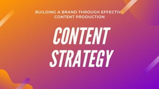 CONTENT
STRATEGY
BUILDING A BRAND THROUGH EFFECTIVE
CONTENT PRODUCTION
 