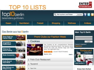 TOP 10 LISTS
               hTp://utrip.com	
  




                                     19	
  
 