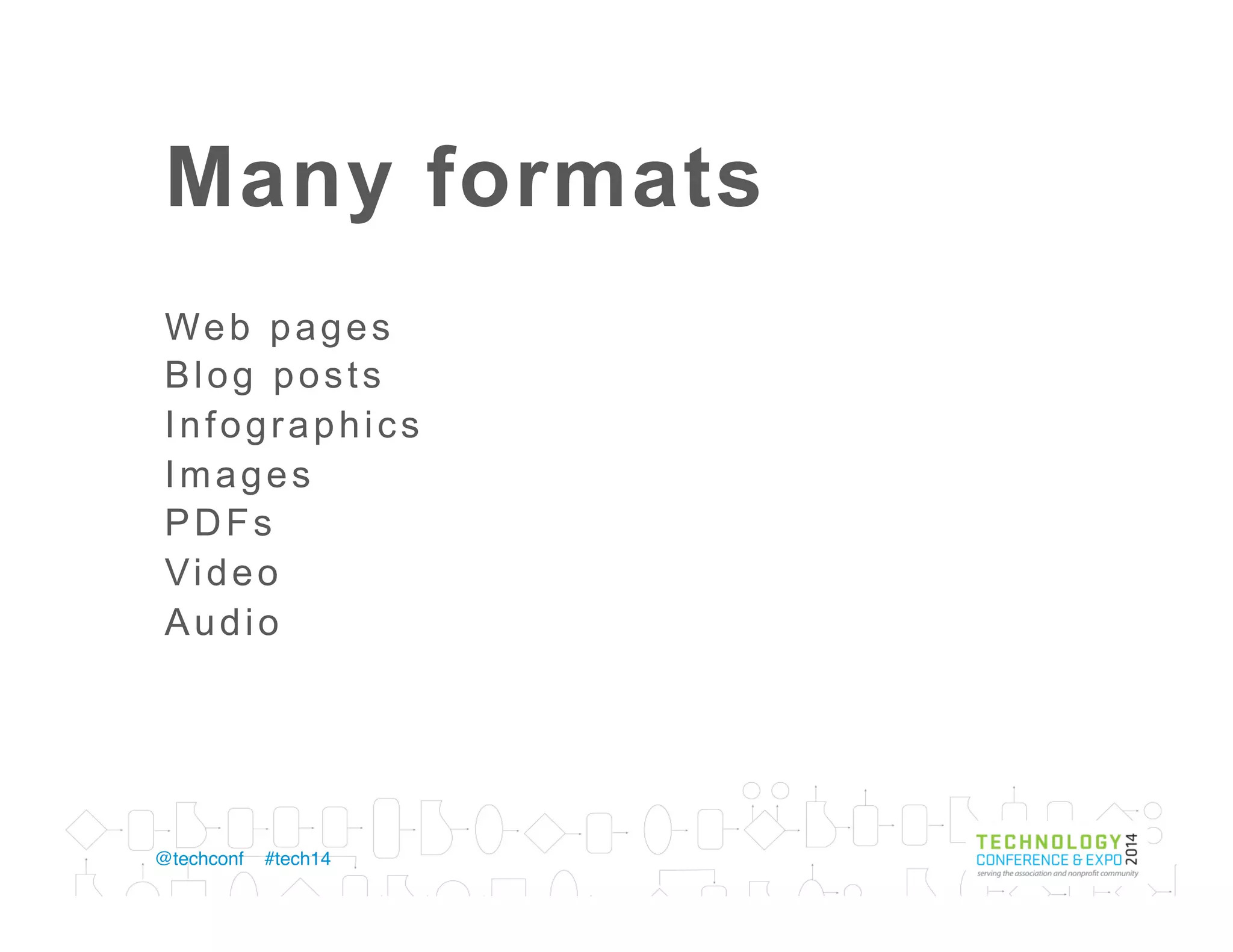 Content is…
My Event
My Product
My Class
My Program
My Research
 