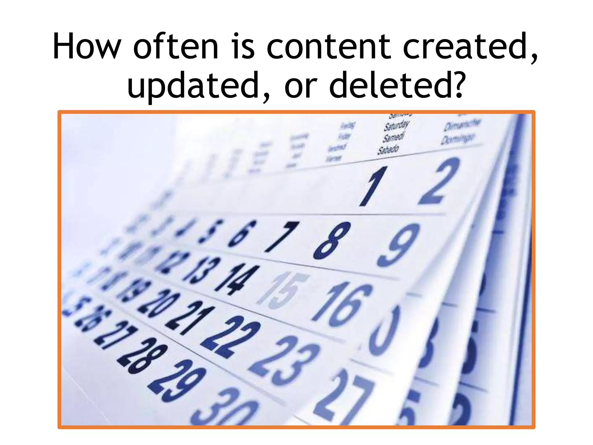 How often is content created,
updated, or deleted?
 