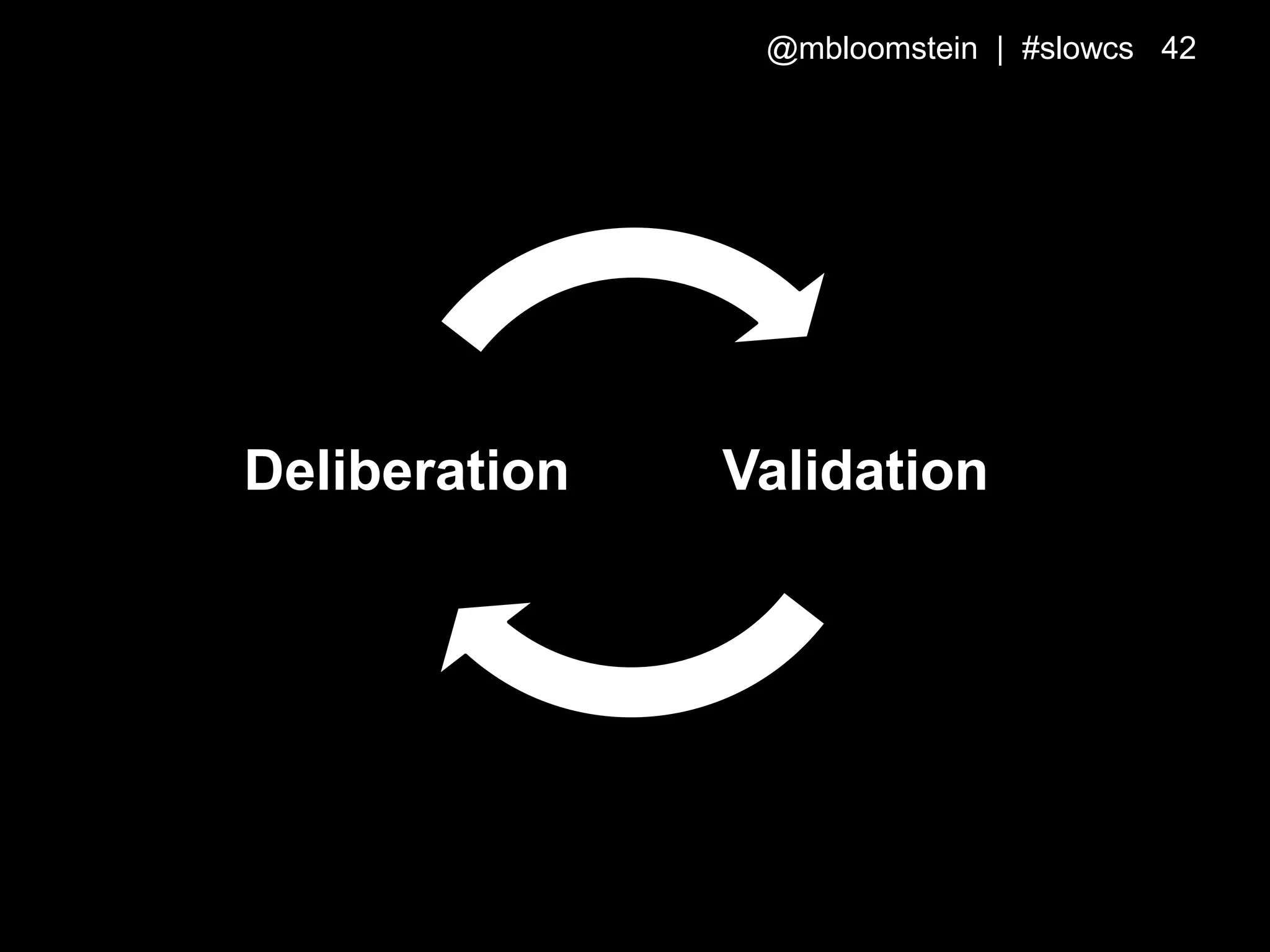 ValidationDeliberation
@mbloomstein | #slowcs 42
 