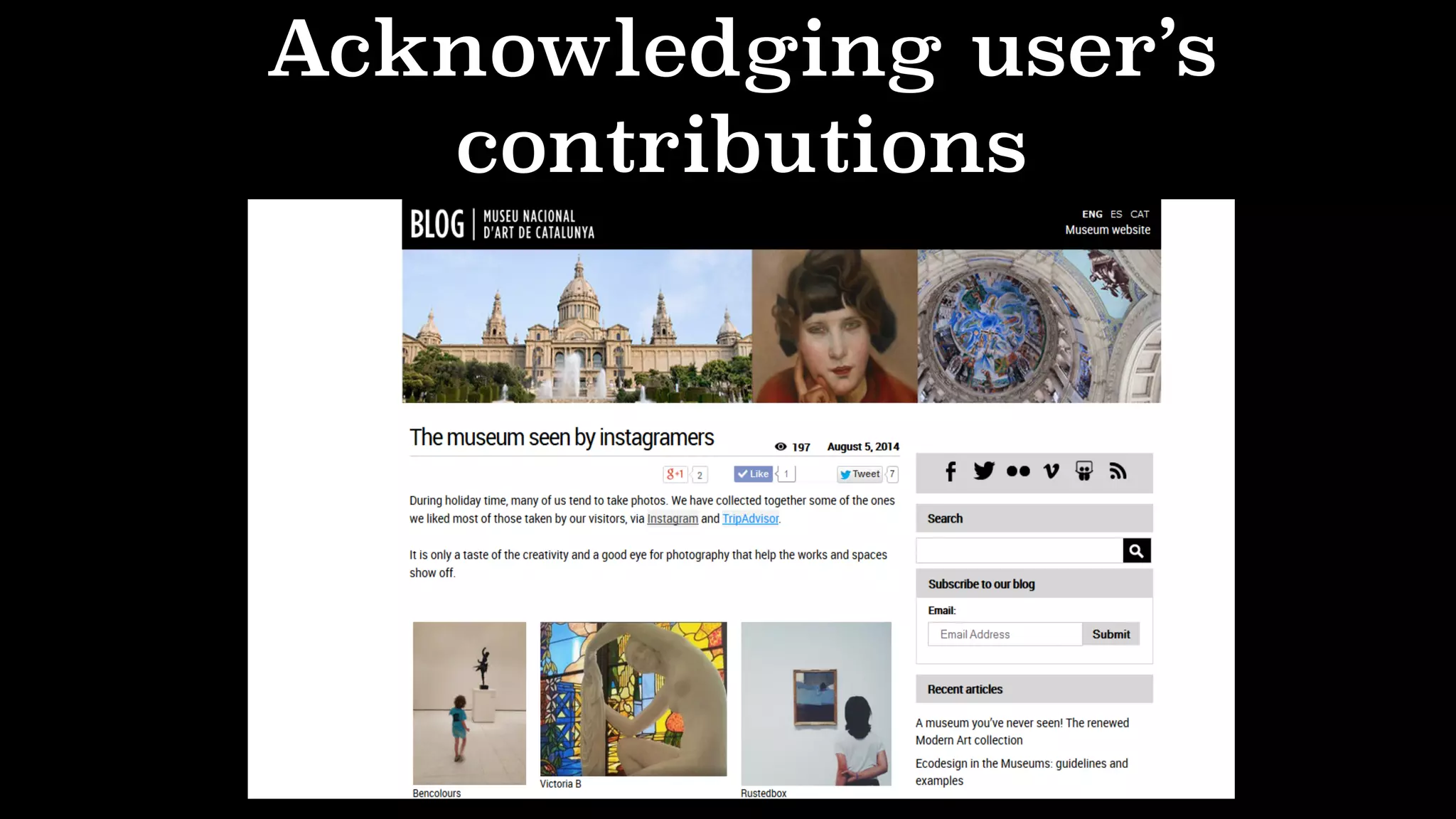 Acknowledging user’s
contributions
 