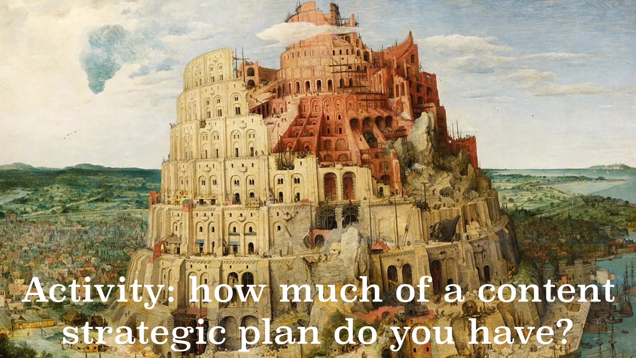 Activity: how much of a content
strategic plan do you have?
 