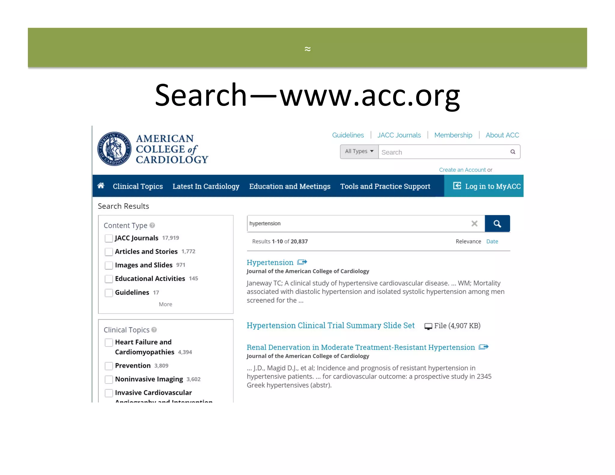 ≈	
  
Search—www.acc.org	
  
 