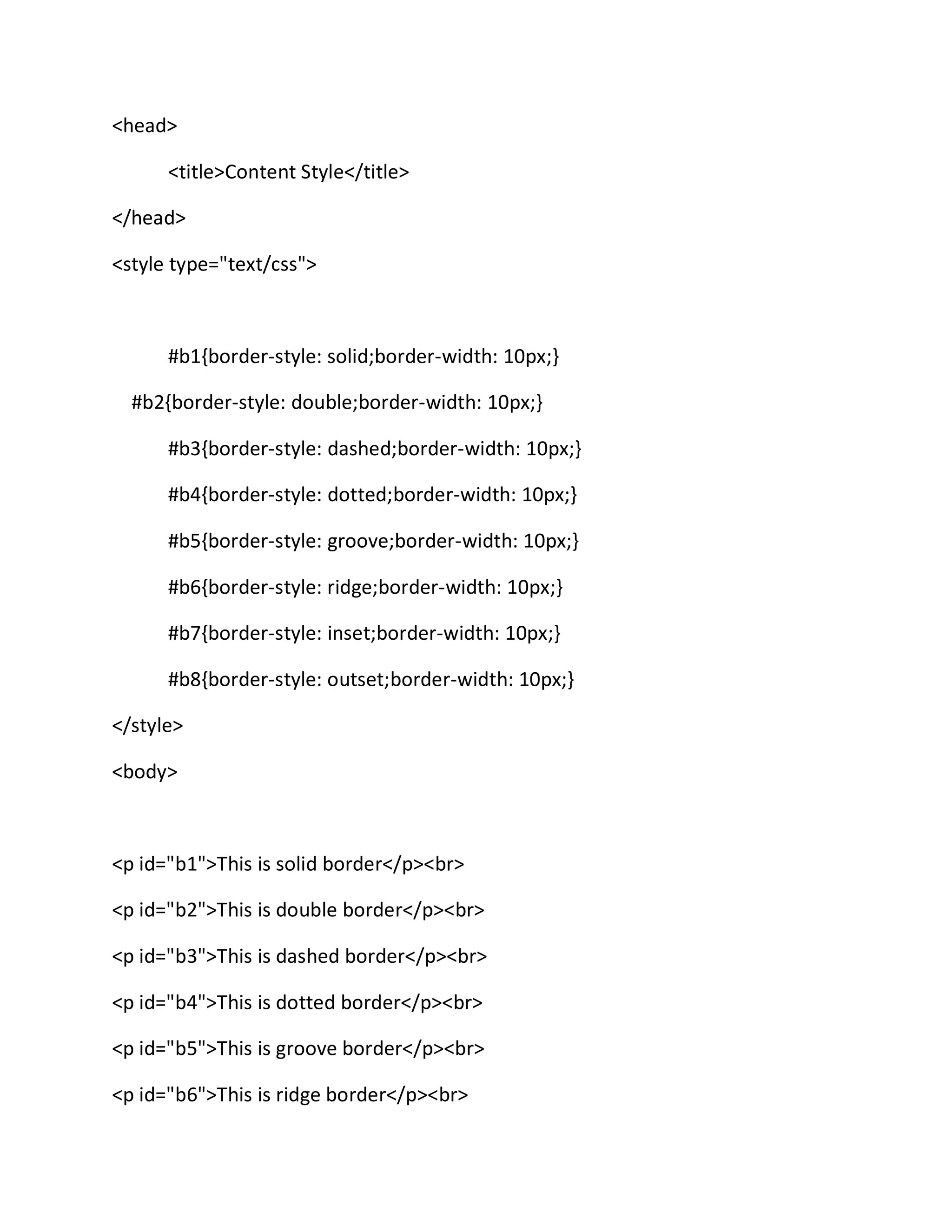 Content style in html with example - PhpGurukul Tutorials | PDF