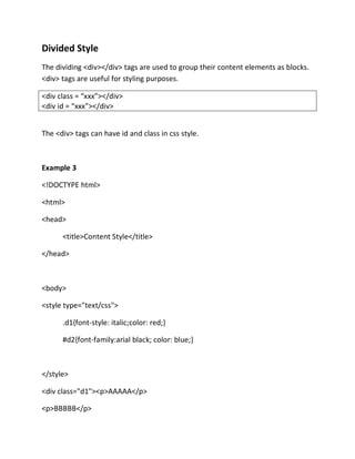 Content style in html with example - PhpGurukul Tutorials | PDF image.
