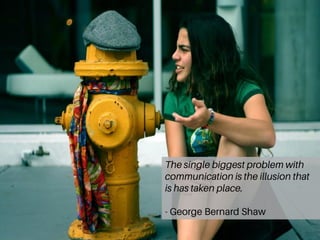 The single biggest problem with 
communication is the illusion that 
is has taken place. 
| 11 
- George Bernard Shaw 
 