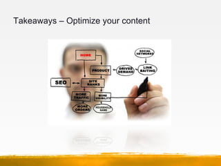 Takeaways – Optimize your content
 