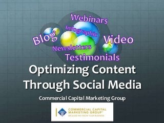 Optimizing Content
Through Social Media
Commercial Capital Marketing Group

 