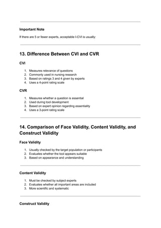 Comprehensive Guide to Content Validity in Research Tools | PDF