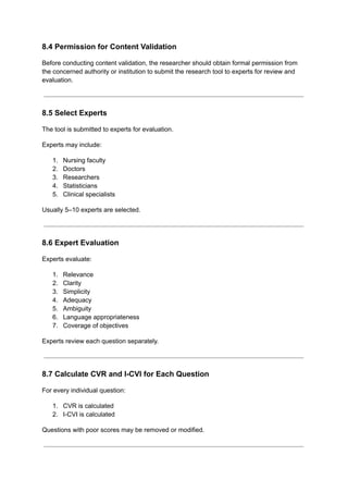 Comprehensive Guide to Content Validity in Research Tools | PDF