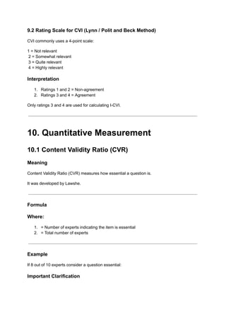 Comprehensive Guide to Content Validity in Research Tools | PDF