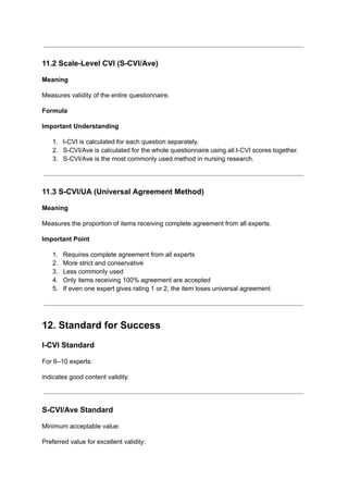 Comprehensive Guide to Content Validity in Research Tools | PDF