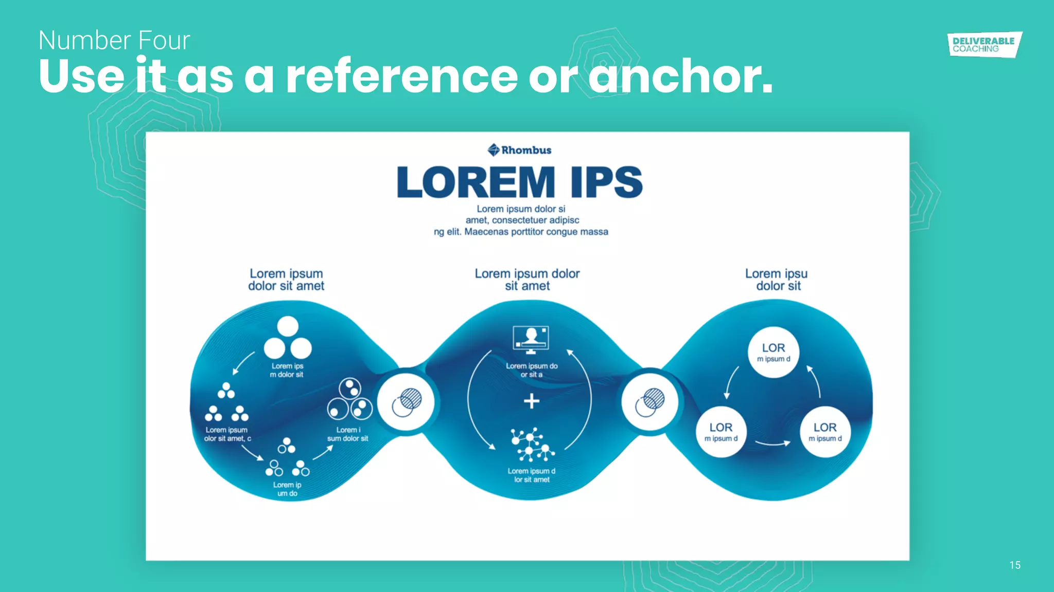 15
Use it as a reference or anchor.
Number Four
 