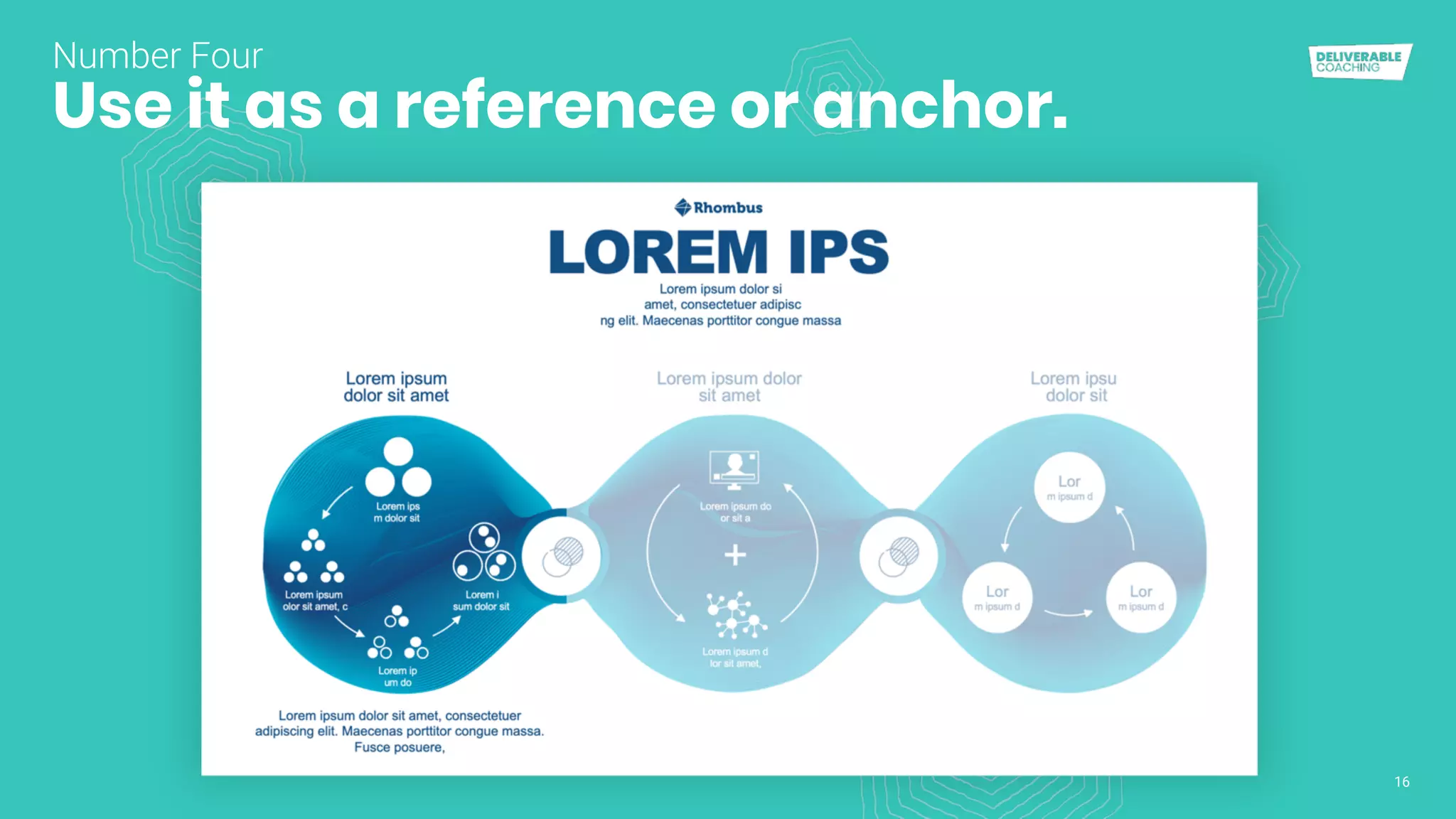 16
Use it as a reference or anchor.
Number Four
 