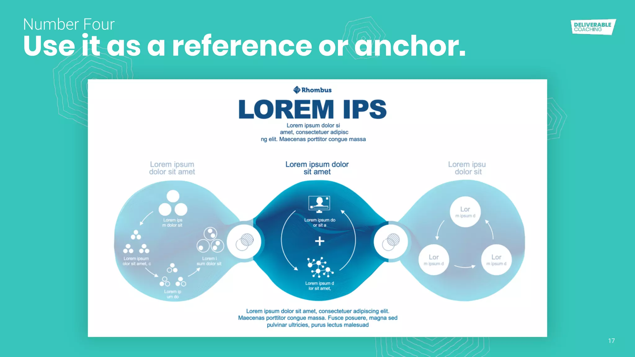 17
Use it as a reference or anchor.
Number Four
 