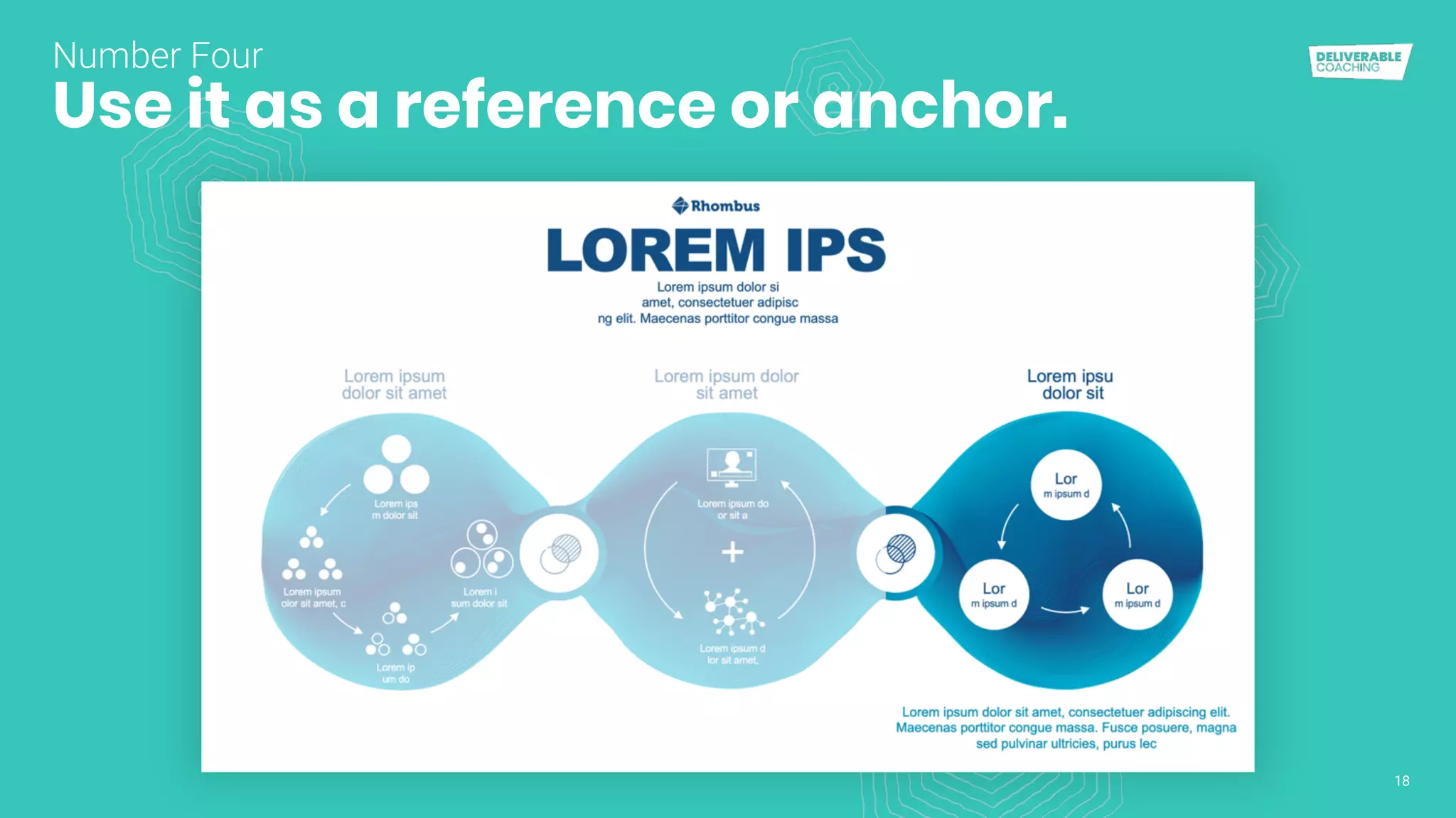 18
Use it as a reference or anchor.
Number Four
 