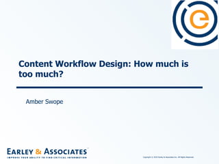 Content Workflow Design: How much is too much? Amber Swope 