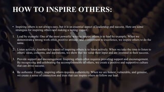 THE ART OF INSPIRATION: HOW TO INSPIRE OTHERS AND MAKE A LASTING IMPACT
