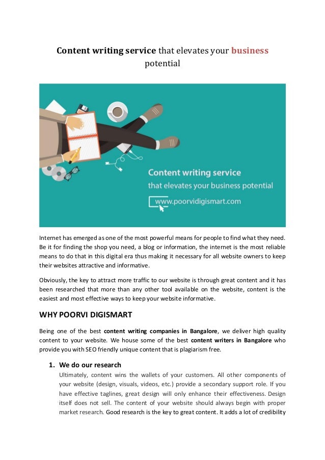 Content Writing Service That Elevates Your Business Potential Content Writing Service That Elevates Your Business Potential Internet Has Emerged As One Of The Most