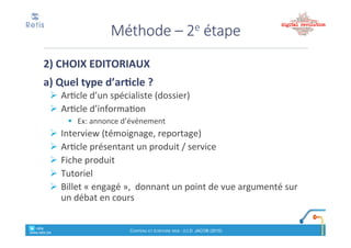 Les$blogs
ESPACES PERSONNELS DE PUBLICATION EN LIGNE
retis&&&&
www.retis.be
Contenu'et'écriture'web'! (c)$D.$JACOB$(2016)
Blogs&– Qu’est!ce#?
Caractéristiques,:
•Communication*« personnelle »"≠"institutionnelle
•Publication+aisée+(sans%maîtrise%technologique)%
•Echange(! Publication+de+commentaires
! Les$internautes$peuvent$remercier,$compléter$le$propos,$
apporter'un'autre'angle'de'vue,'contredire,…
retis&&&&
www.retis.be
Contenu'et'écriture'web'! (c)$D.$JACOB$(2016)
 